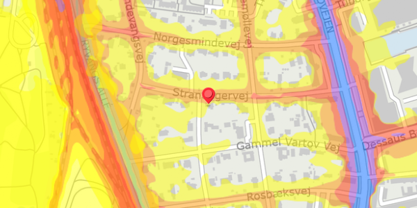 Trafikstøjkort på Strandagervej 23, 2900 Hellerup
