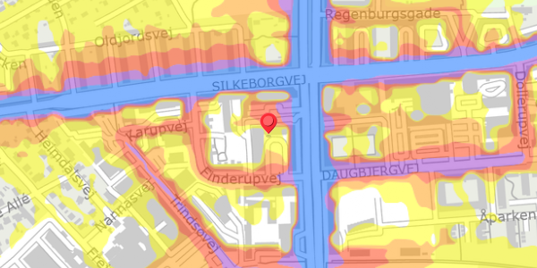 Trafikstøjkort på Finderupvej 2, 8000 Aarhus C