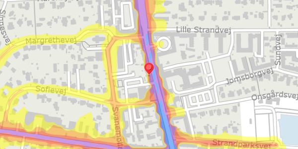Trafikstøjkort på Strandvejen 175, 2900 Hellerup