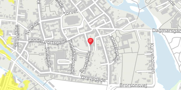 Trafikstøjkort på Bispegade 5A, 6760 Ribe
