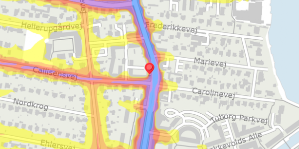 Trafikstøjkort på Strandvejen 145, 2900 Hellerup