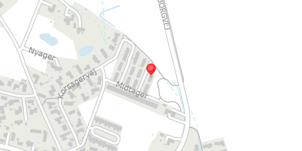 Trafikstøjkort på Midtager 43, 8382 Hinnerup