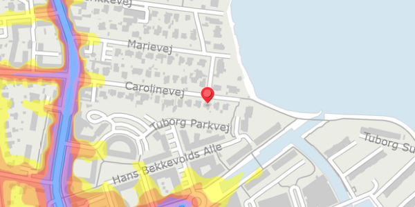 Trafikstøjkort på Carolinevej 26, 2900 Hellerup
