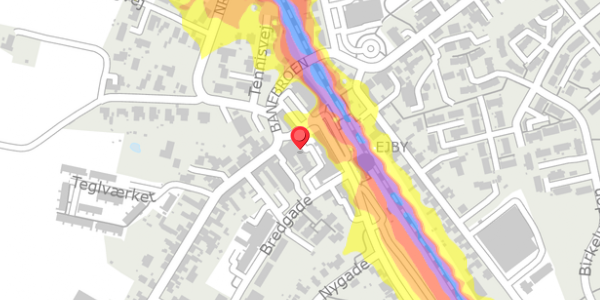 Trafikstøjkort på Algade 6, 5592 Ejby
