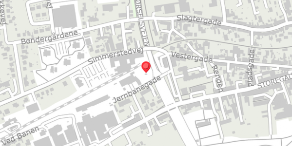 Trafikstøjkort på Jernbanegade 2, 6100 Haderslev