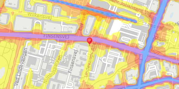 Trafikstøjkort på Lindevangs Alle 15B, 2. th, 2000 Frederiksberg