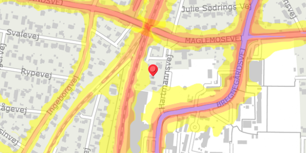 Trafikstøjkort på Hartmannsvej 39, 2900 Hellerup