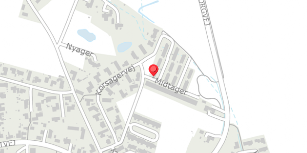 Trafikstøjkort på Midtager 1, 8382 Hinnerup