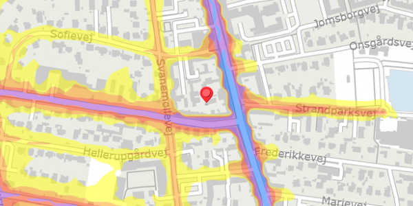 Trafikstøjkort på Hellerupvej 6A, 2900 Hellerup
