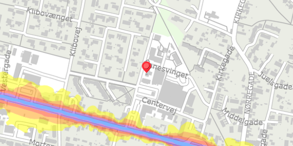 Trafikstøjkort på Centervej 16, 8963 Auning