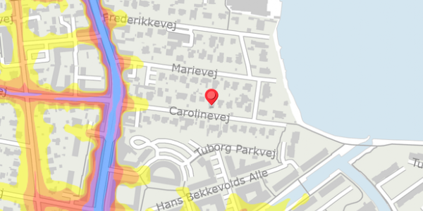 Trafikstøjkort på Carolinevej 17, 2900 Hellerup