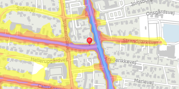 Trafikstøjkort på Hellerupvej 4, 2900 Hellerup