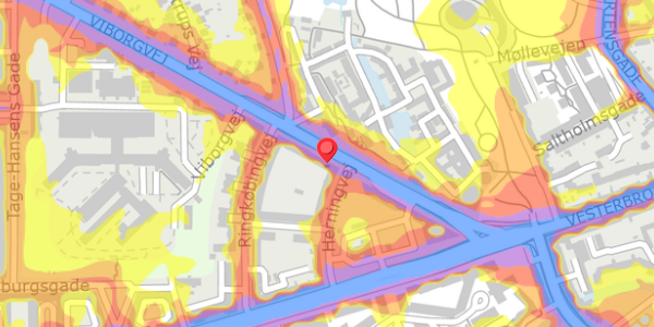 Trafikstøjkort på Viborgvej 21, 5. tv, 8000 Aarhus C
