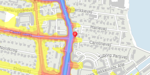 Trafikstøjkort på Carolinevej 1, . , 2900 Hellerup