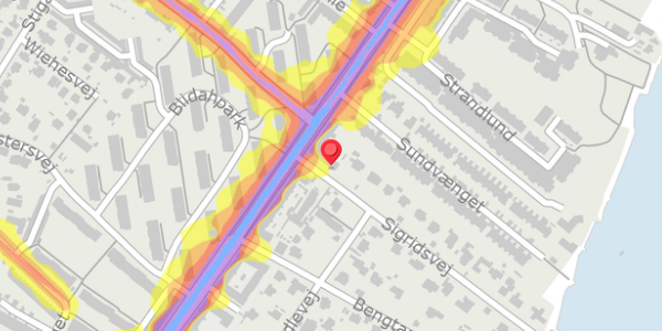 Trafikstøjkort på Sigridsvej 1A, 2900 Hellerup
