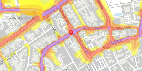 Trafikstøjkort på Vindegade 72, 5000 Odense C