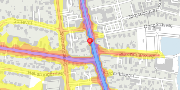 Trafikstøjkort på Strandvejen 163, 2900 Hellerup