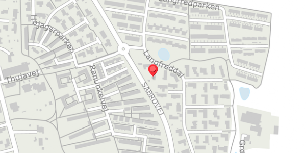 Trafikstøjkort på Langfreddal 6, 8471 Sabro