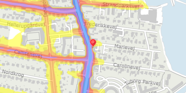 Trafikstøjkort på Strandvejen 80, 2900 Hellerup