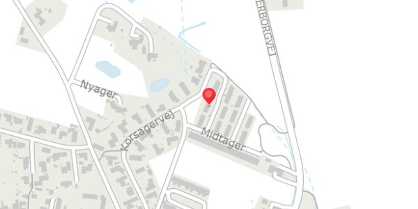Trafikstøjkort på Midtager 7, 8382 Hinnerup