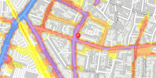 Trafikstøjkort på Danmarksgade 17, 9000 Aalborg