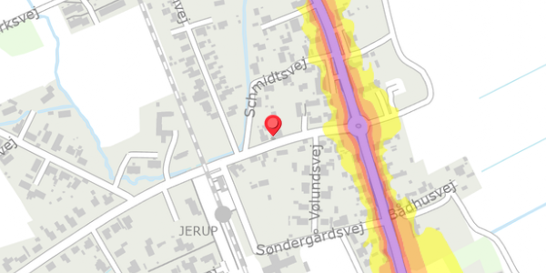 Trafikstøjkort på Sindalvej 8B, 9981 Jerup
