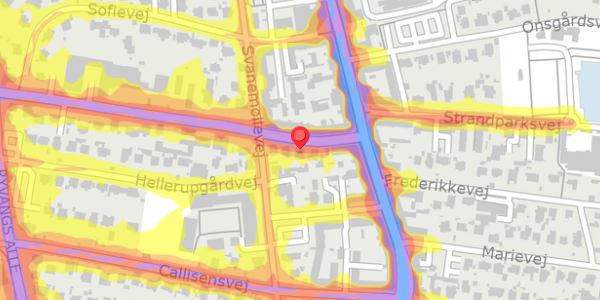 Trafikstøjkort på Hellerupvej 5, 2900 Hellerup