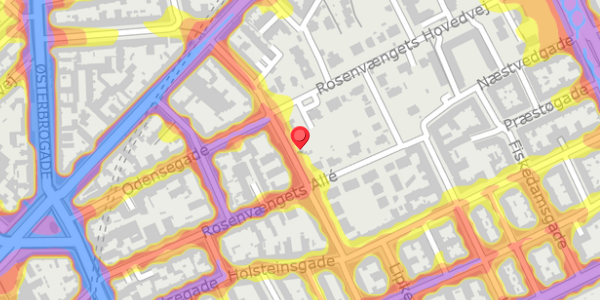 Trafikstøjkort på Rosenvængets Sideallé 6, 2100 København Ø