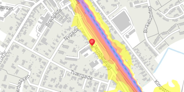 Trafikstøjkort på Jernbanevej 13, 5592 Ejby