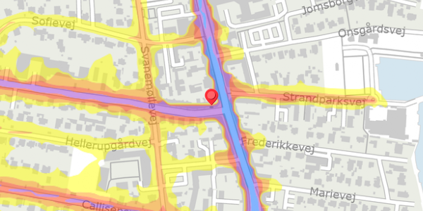 Trafikstøjkort på Hellerupvej 2A, 2900 Hellerup