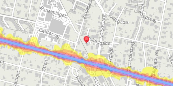 Trafikstøjkort på Middelgade 5, 8963 Auning