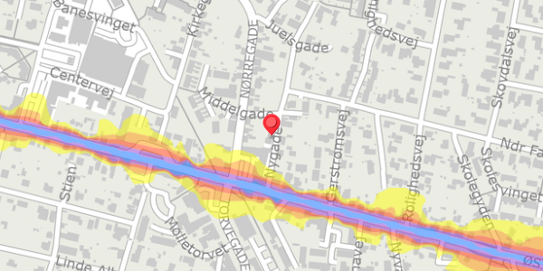Trafikstøjkort på Nygade 3, 8963 Auning