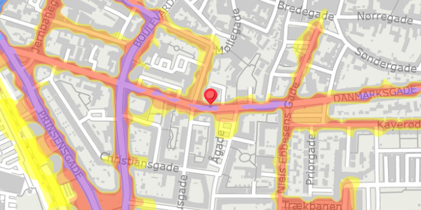 Trafikstøjkort på Danmarksgade 23, . , 9000 Aalborg