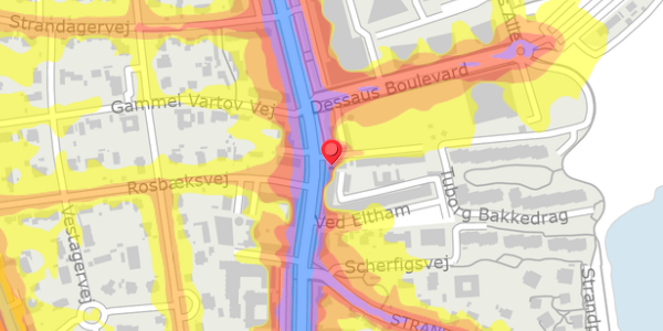 Trafikstøjkort på Strandvejen 38, . , 2900 Hellerup