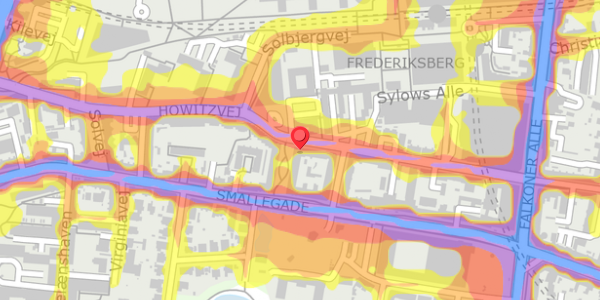 Trafikstøjkort på Howitzvej 33, 2000 Frederiksberg