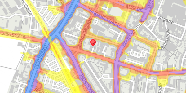 Trafikstøjkort på Danmarksgade 5B, 9000 Aalborg