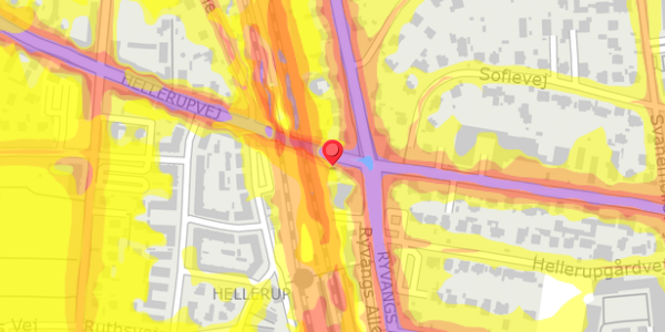 Trafikstøjkort på Hellerupvej 37, 2900 Hellerup