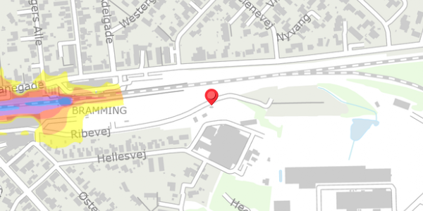 Trafikstøjkort på Ribevej 1B, 6740 Bramming
