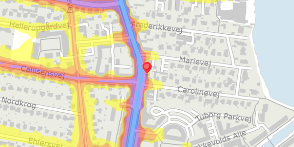 Trafikstøjkort på Strandvejen 76, 2900 Hellerup