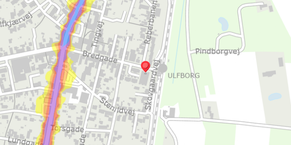 Trafikstøjkort på Bredgade 32, 6990 Ulfborg
