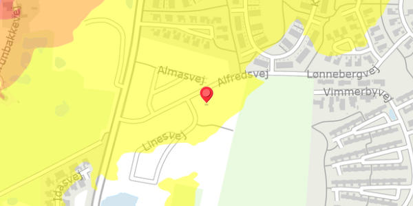 Trafikstøjkort på Linesvej 1, 8600 Silkeborg