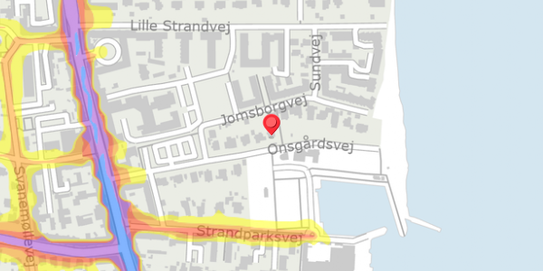 Trafikstøjkort på Onsgårdsvej 23, 2900 Hellerup