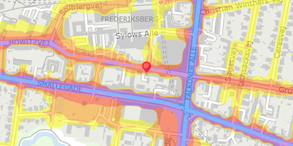 Trafikstøjkort på Howitzvej 11, 2000 Frederiksberg