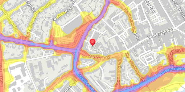 Trafikstøjkort på Vindegade 142, 5000 Odense C