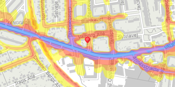 Trafikstøjkort på Beatevej 3, . , 2500 Valby