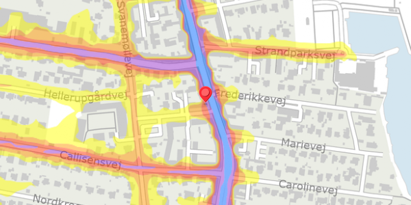 Trafikstøjkort på Strandvejen 151, 2900 Hellerup