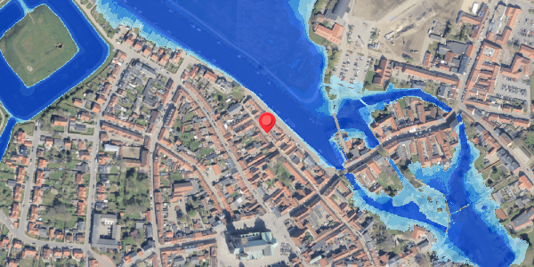 Oversvømmelsesrisiko fra vandløb på Fiskergade 10, 6760 Ribe