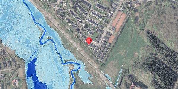 Oversvømmelsesrisiko fra vandløb på Gordonhaven 28, 8370 Hadsten