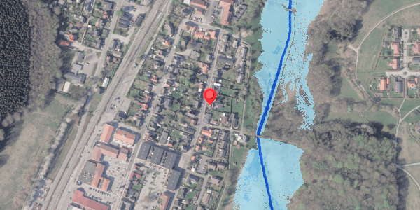 Oversvømmelsesrisiko fra vandløb på Fredensgade 20, 8382 Hinnerup