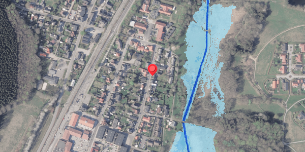 Oversvømmelsesrisiko fra vandløb på Fredensgade 28, 8382 Hinnerup